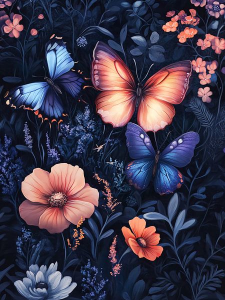 Butterfly garden at midnight by haroulita