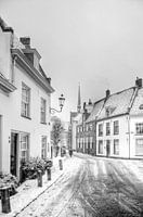 Winter im historischen Amersfoort schwarz und weiß