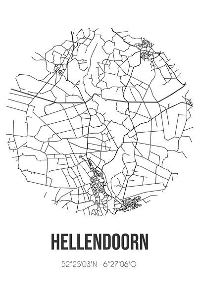 Hellendoorn (Overijssel) | Carte | Noir et Blanc par Affiches de lieux