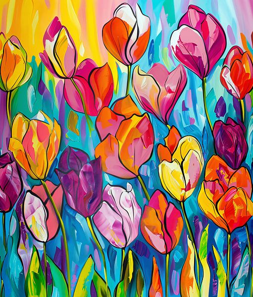 Bunte Tulpen Abstrakt von Jacky