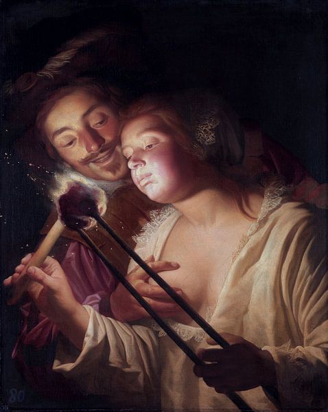 girl and soldier, Gerard van Honthorst - 1626 by Atelier Liesjes