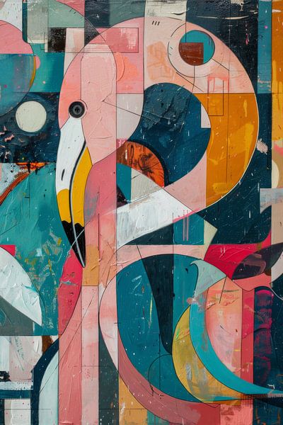 Flamant rose Art abstrait par Poster Art Shop