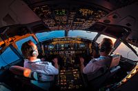 Coucher de soleil dans le cockpit