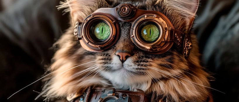 Katze mit Steampunk-Brille von Poster Art Shop