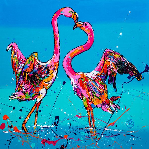 Tanzende Flamingos von Happy Paintings / Renata Rolefes