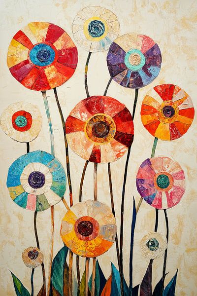 Blumenkreise | Moderne Blumenkreise von Wunderbare Kunst