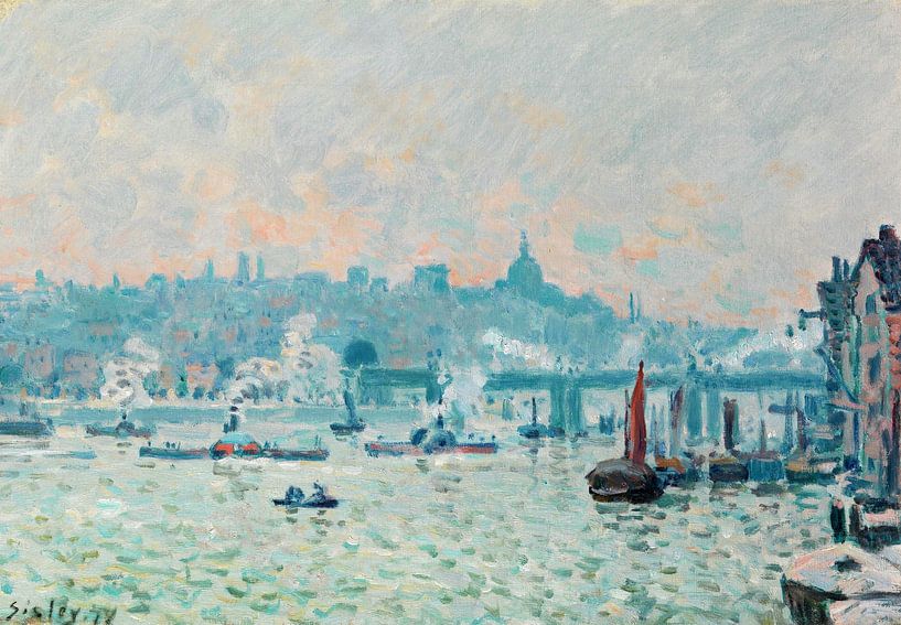 Alfred Sisley,Blick auf die Themse-Charing Cross Bridge von finemasterpiece