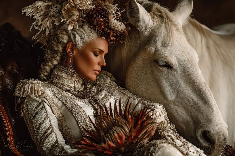 surreal portrait woman sleeping with horse by Egon Zitter