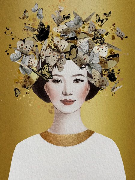Frau mit Schmetterlingen: Madame Butterfly von Studio Pieternel
