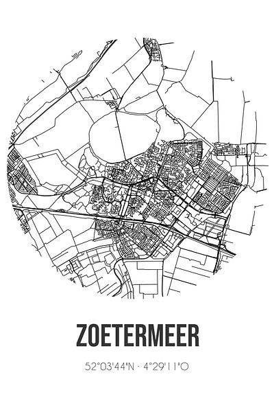 Zoetermeer (South-Holland) | Map | Black and White by Prints of Place