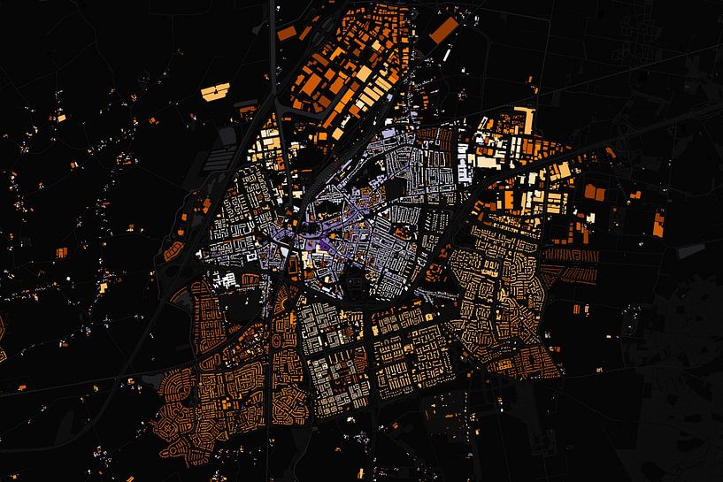 Map of Roosendaal abstract by Maps Are Art