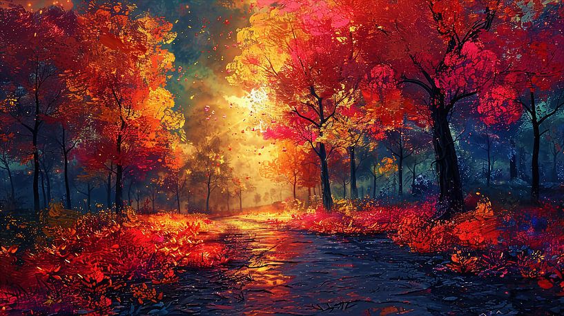 Bach im Gegenlicht mit blühenden Bäumen von Harry Stok