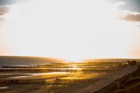 strandfoto warme licht sonnenuntergangs am meer
