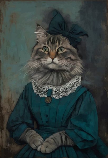 Cat in Industrial Revolution Clothing Era Portrait by MIROKKU