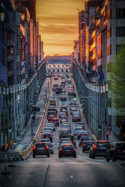 L'heure dorée au-dessus de la Wetstraat par Jim De Sitter