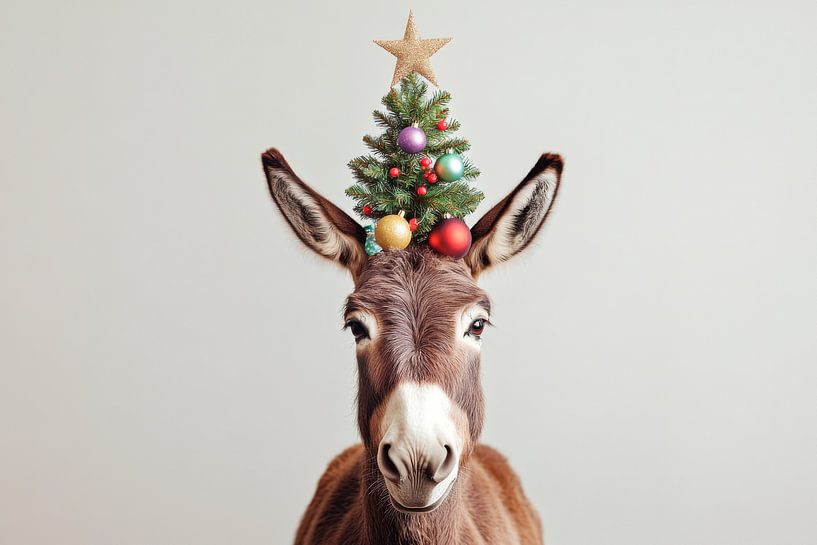 Christmas donkey animal by Poster Art Shop