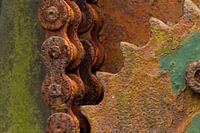 Rusted gears with chains