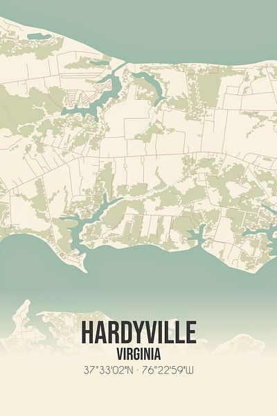 Alte Karte von Hardyville (Virginia), USA. von Ortsdrucke