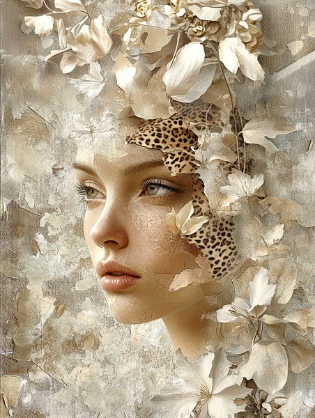 Bloemen en Wildheid - Mystiek Portret van Your unique art