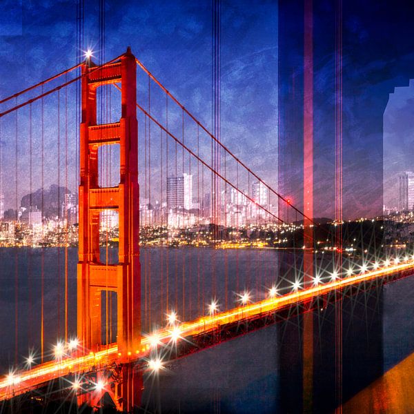 City Art Golden Gate Bridge Composing von Melanie Viola