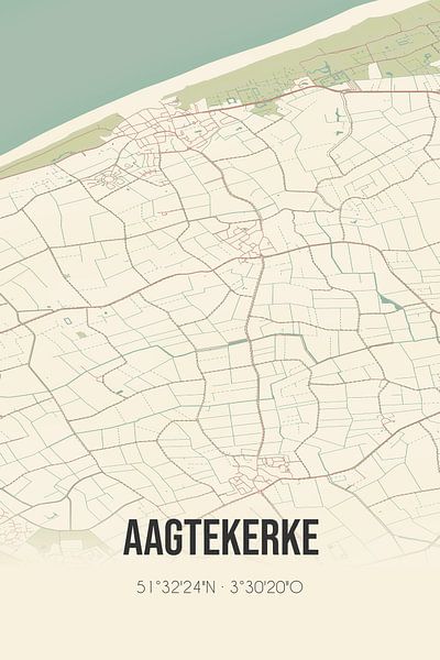 Carte ancienne de Aagtekerke (Zélande) par Affiches de lieux