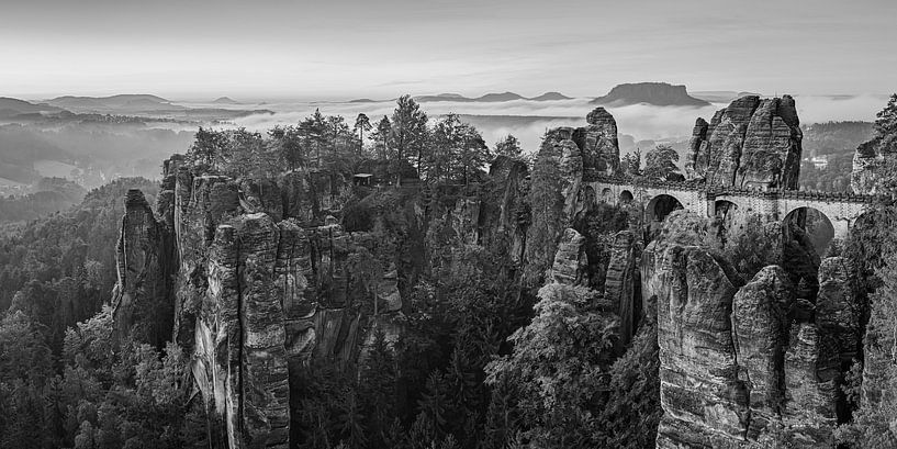 The Bastei in Black and White by Henk Meijer Photography