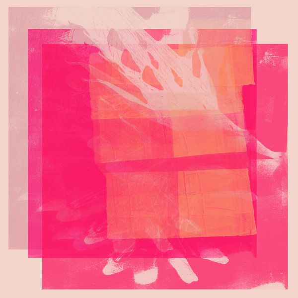 Formes organiques abstraites dans des couleurs pastel et néon. Fenêtre rose. par Dina Dankers