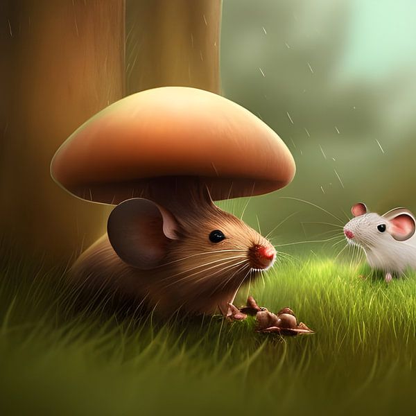 Mouse under the mushroom by Babetts Bildergalerie