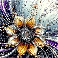 Fleur abstraite en or avec diamants