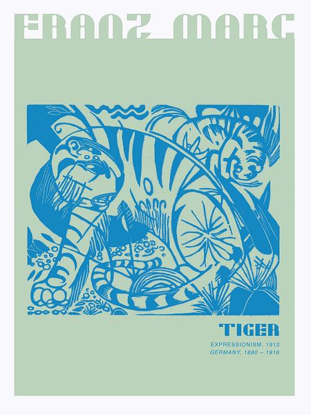 Franz Marc - Tiger in blue and green by Malou Studio