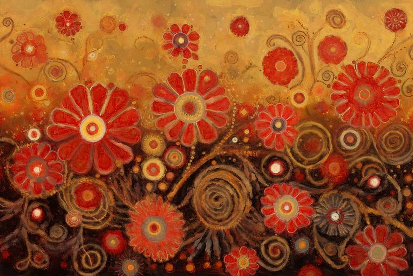 Rote Blumen in der Herbstsonne von Whale & Sons