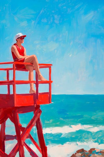 Tour de guet au bord de la mer au soleil par Poster Art Shop