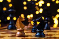 Jeu d'échecs, cheval noir et blanc