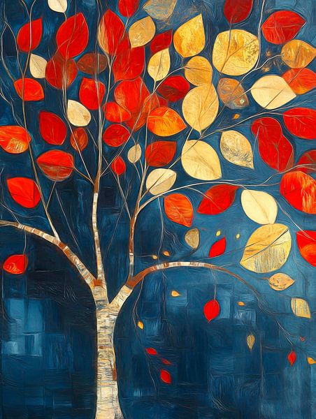 Red and golden leaves by Jutta Maria Pusl