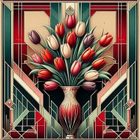 Vase mit Tulpen Art Deco