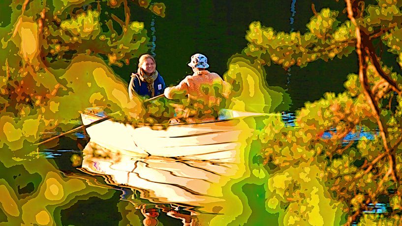 Junges Paar im Ruderboot von Leopold Brix