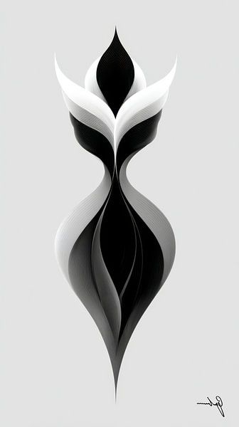 Monochrome Flow - Abstract Black and White Art in Motion by Gelissen Artworks