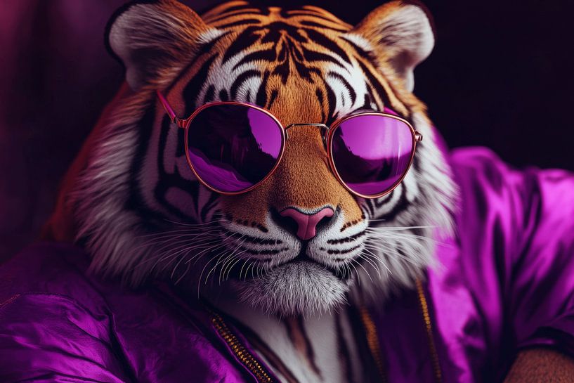 Tigre stylé avec lunettes de soleil par Poster Art Shop
