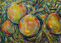 Stillleben mit orangen in kräftigen Farben