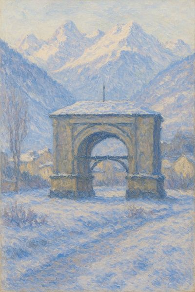 Winterlicher Torbogen von Aosta - Impressionistische Alpenlandschaft von Travel Shop