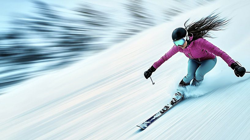 Junge Skifahrerin im Winterrausch von Frank Heinz