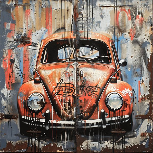 VW Beetle rust graffiti urban metal wall car patina by gm_designs