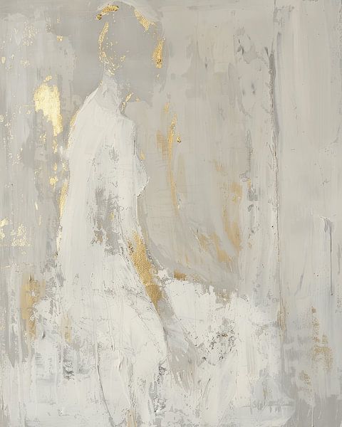 Figürliches Porträt mit Goldakzenten im japanischen Stil von Japandi Art Studio