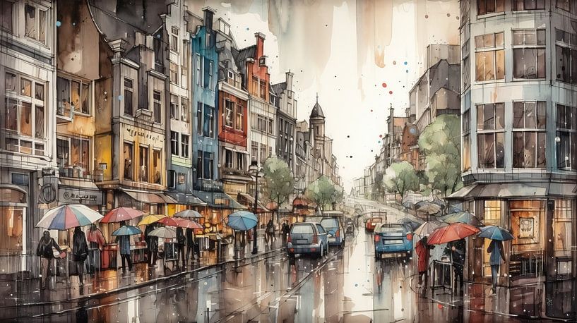 Amsterdam Rain by ARTEO Paintings