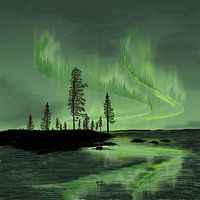 Green Northern Lights reflection
