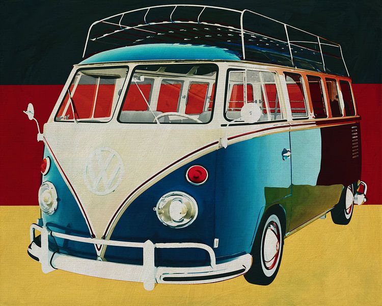 Volkswagen Combi Deluxe de 1963 devant le drapeau allemand par Jan Keteleer
