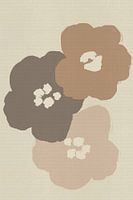 Fleurs de style pop art en rose, terracotta, taupe sur blanc