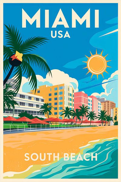 Miami, États-Unis par Poster Art Shop