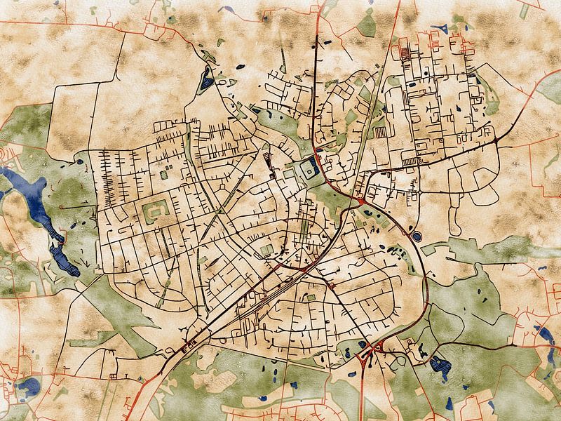 Map of Ahrensburg with the style 'Serene Summer' by Maporia
