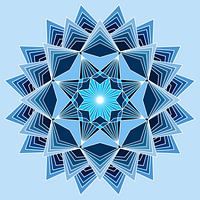 Blaues Mandala mit acht Punkten und drei Schichten in verschiedenen Blautönen